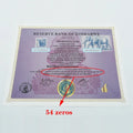 Zimbabwe Nonillon Containers Scroll Banknote 54 Zero Paper Money With UV
