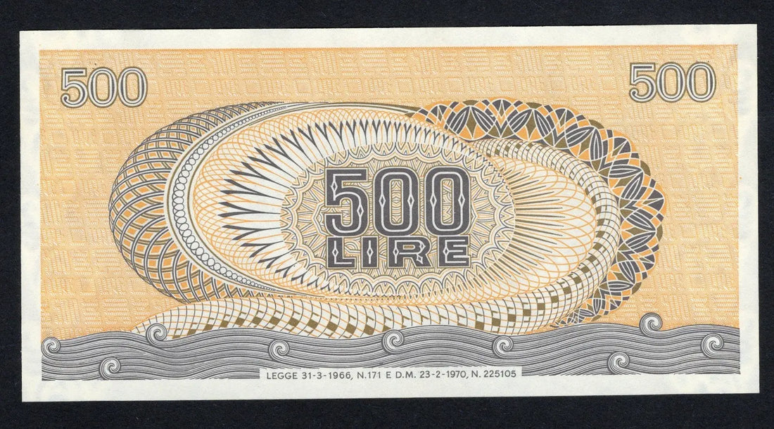 front of Italy, 500 Lire, 1966 UNC/D15