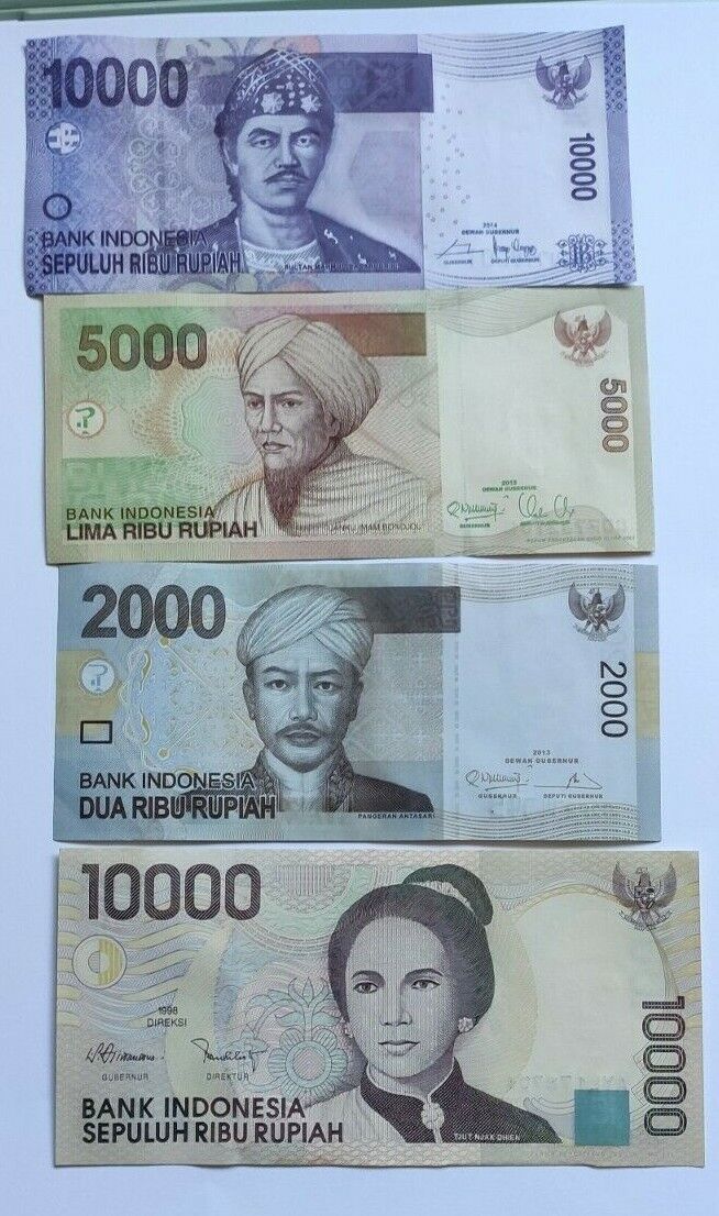 Indonesia 2000 + 5000 + 10000 + 10000 Rupiah 2016 Set of 4 Banknotes 4 PCS UNC - worldbanknote