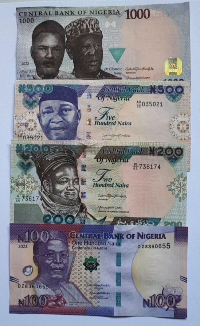 NIGERIA NEW 100 200 500 1000Naira UNCIRCULATED BANKNOTES 2014/2022 - worldbanknote