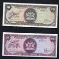 5 Trinidad and Tobago banknotes, 2x1, 5, 10 ,20 dollars  (1977) very fine/c1