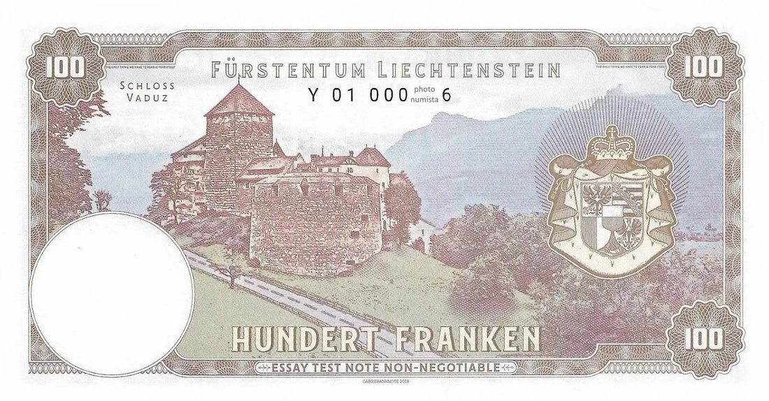LIECHTENSTEIN 100 Francs   FANTASY Banknote