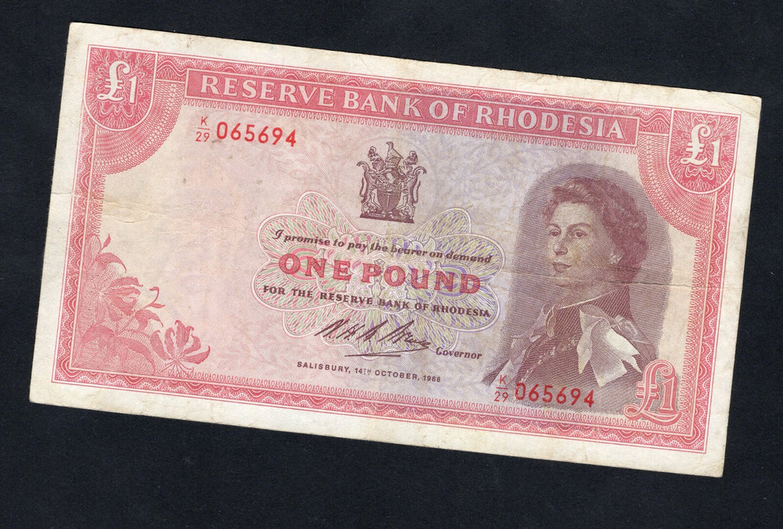 RESERVE BANK OF RHODESIA ONE POUND VERY FINE/ref d11