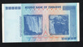 back of Authentic 2008 Zimbabwe 100 Trillion Dollar banknote, Uncirculated condition, serial number AA0170812