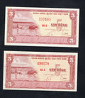set of 2 notes:South Vietnam 5 Dong 1955 Fine/ref d5 - worldbanknote