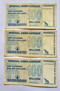 Zimbabwe 6x 100 Billion Dollars 2008 Well Used /Damaged