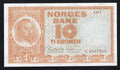 front of NORWAY 10 Kroner 1971 Norges Bank Almost Uncirculated /d15
