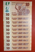 Lot 10 PCS, Nigeria 10 Naira, 2009-2019, P-38, Polymer, UNC