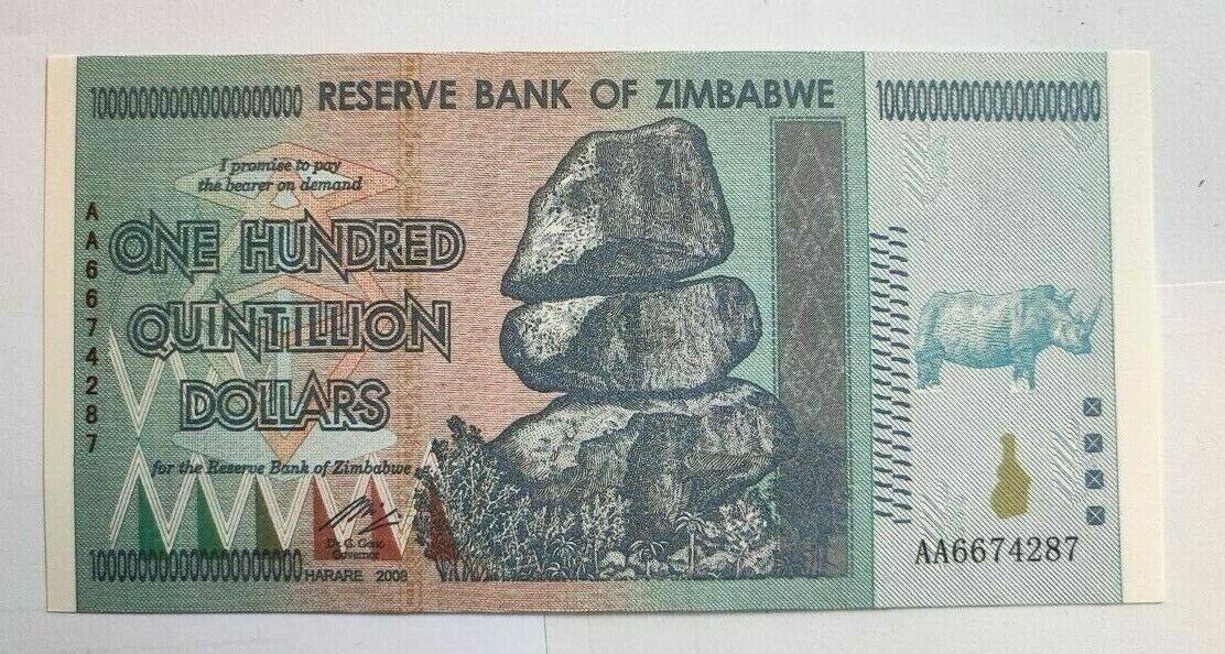 Zimbabwe 100 Quintillion Dollars Banknote/Non Currency/Fantasy Note - worldbanknote