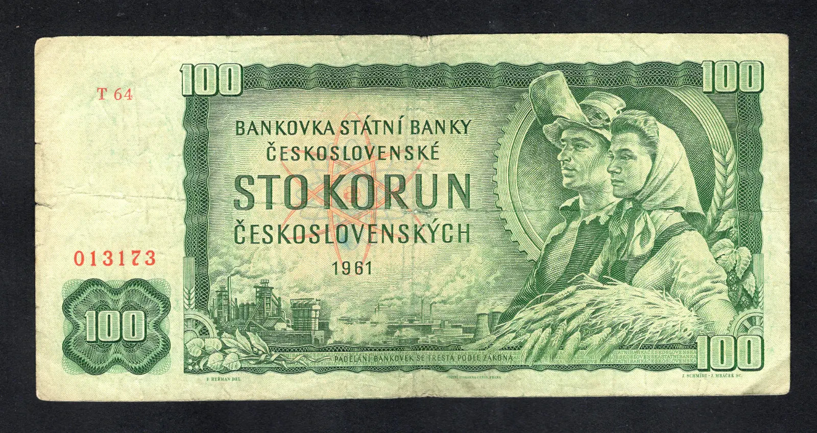 1961 Czechoslovakia 100 Korun Used d15
