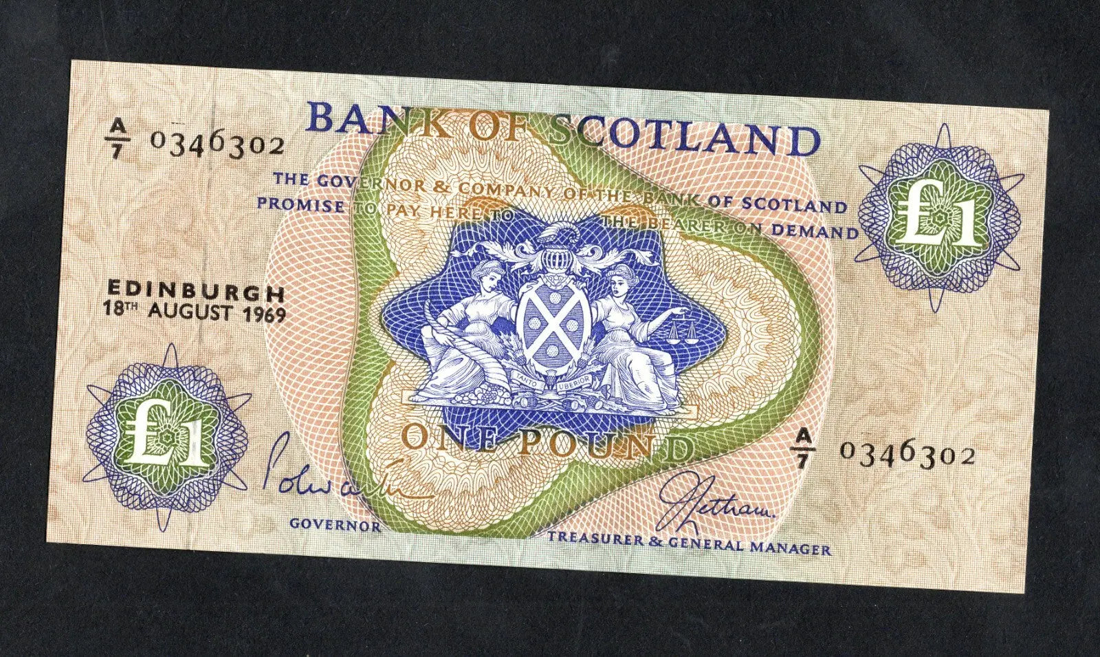 BANK OF SCOTLAND £1 One Pound Banknotes 1968/69by Year & Prefix See Menu/REF D4