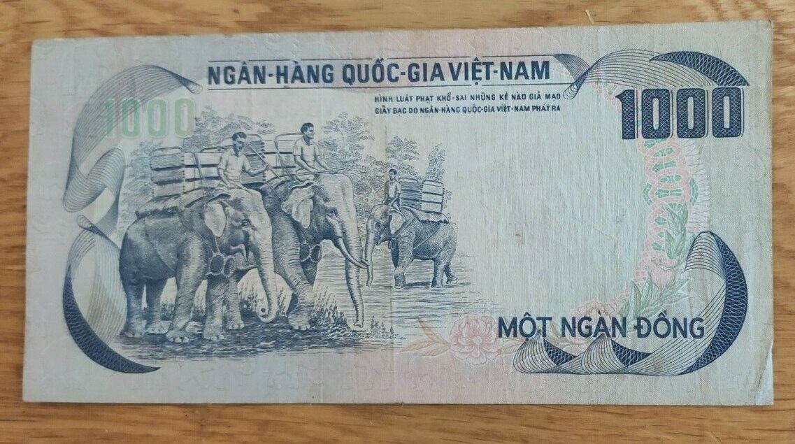South Vietnam 1000 Dong ND (1972) P-34 Banknotes used - worldbanknote