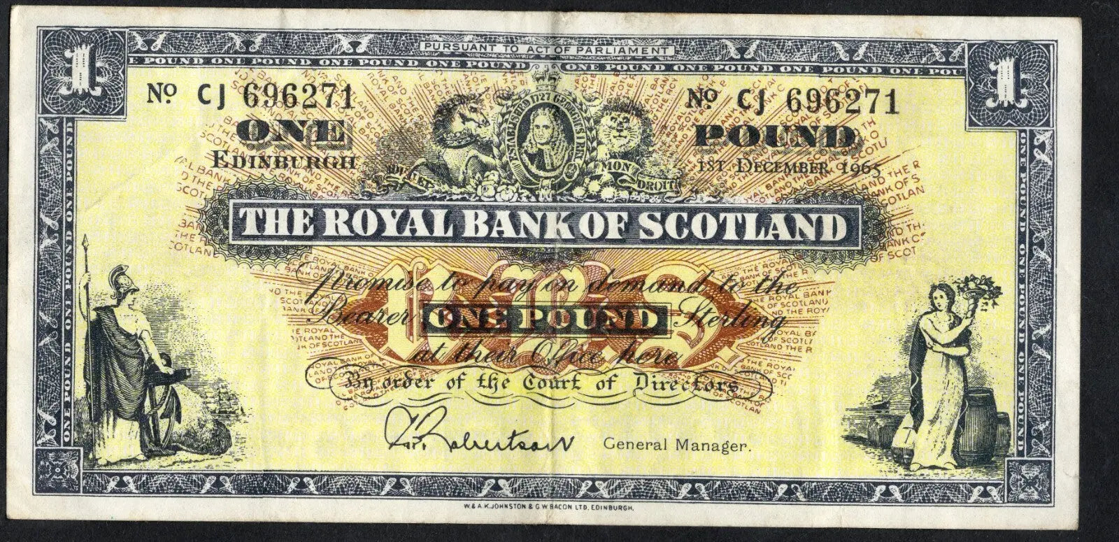 THE ROYAL BANK OF SCOTLAND £1 Banknotes 1952/66by Year & Prefix /REF D4