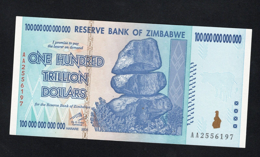 Zimbabwe 100 Trillion Dollar banknote. Genuine, UNC AA Serial Number UV checked! - worldbanknote