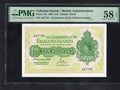 front of Falklands 10 Pounds 1982 P11B  PMG About Uncirculated 58 EPQ