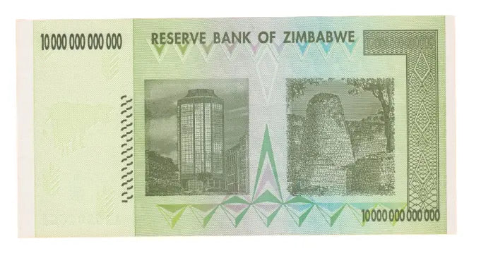 A Set Of 2 Pcs: Zimbabwe 10 Trillion And OneDollar banknotes. Genuine, UNC AA
