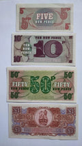 SET OF FOUR NOTES BRITISH MILITARY ARMED FORCES SPECIAL VOUCHERS  UNCIRCULATED.