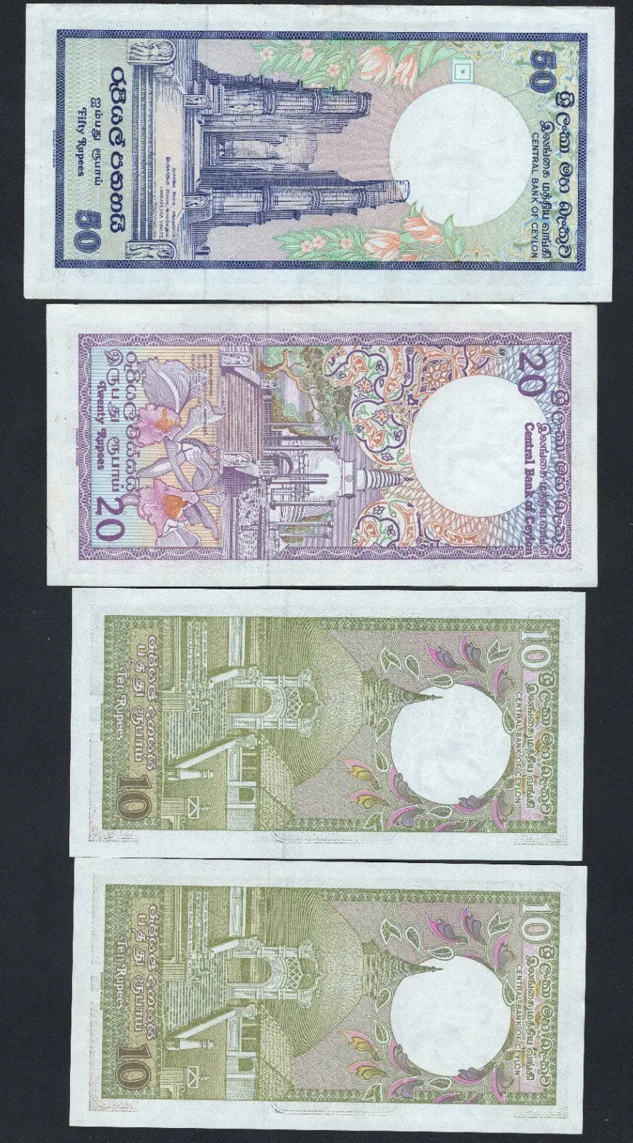 SRI LANKA , Ceylon 10,10,20, and 50(1982-1985) RUPEES  VF/UNC /F10