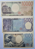 back of JAPAN Set 3 - 1000 5000 10000 Yen 2024 P 107-109  UNC/w1