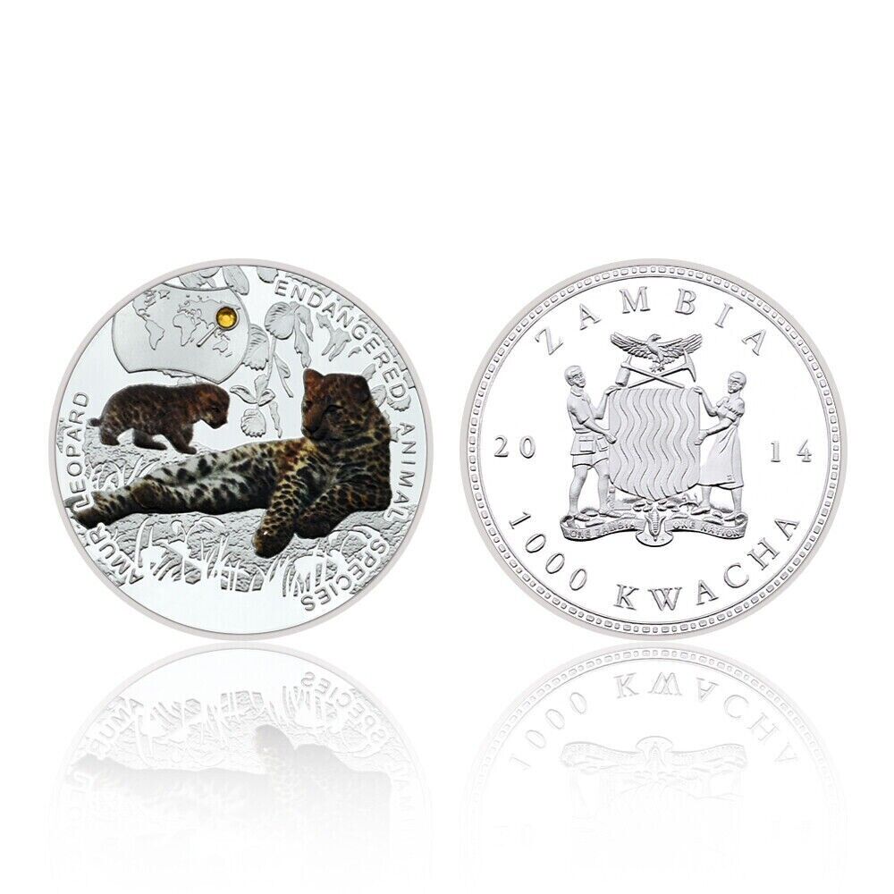 Art Ornaments Endangered Animal Species Amur Leopard Silver Plated Coins - worldbanknote