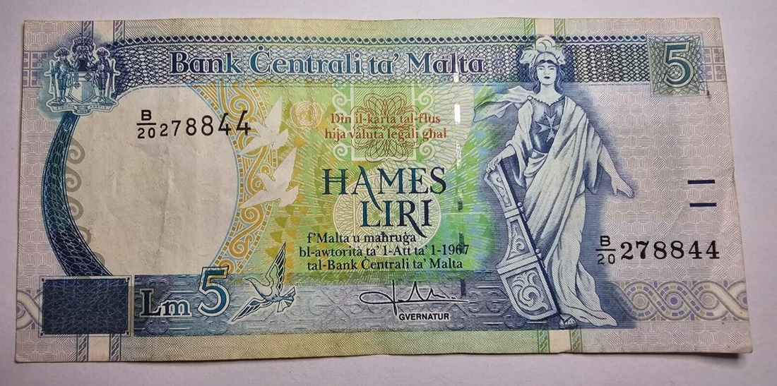 malta 5 liri very fine 1967 /ref d24 - worldbanknote