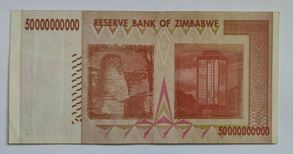 World Paper Money Zimbabwe 50 Billion Dollars Banknote used AA /AB Prefix. - worldbanknote