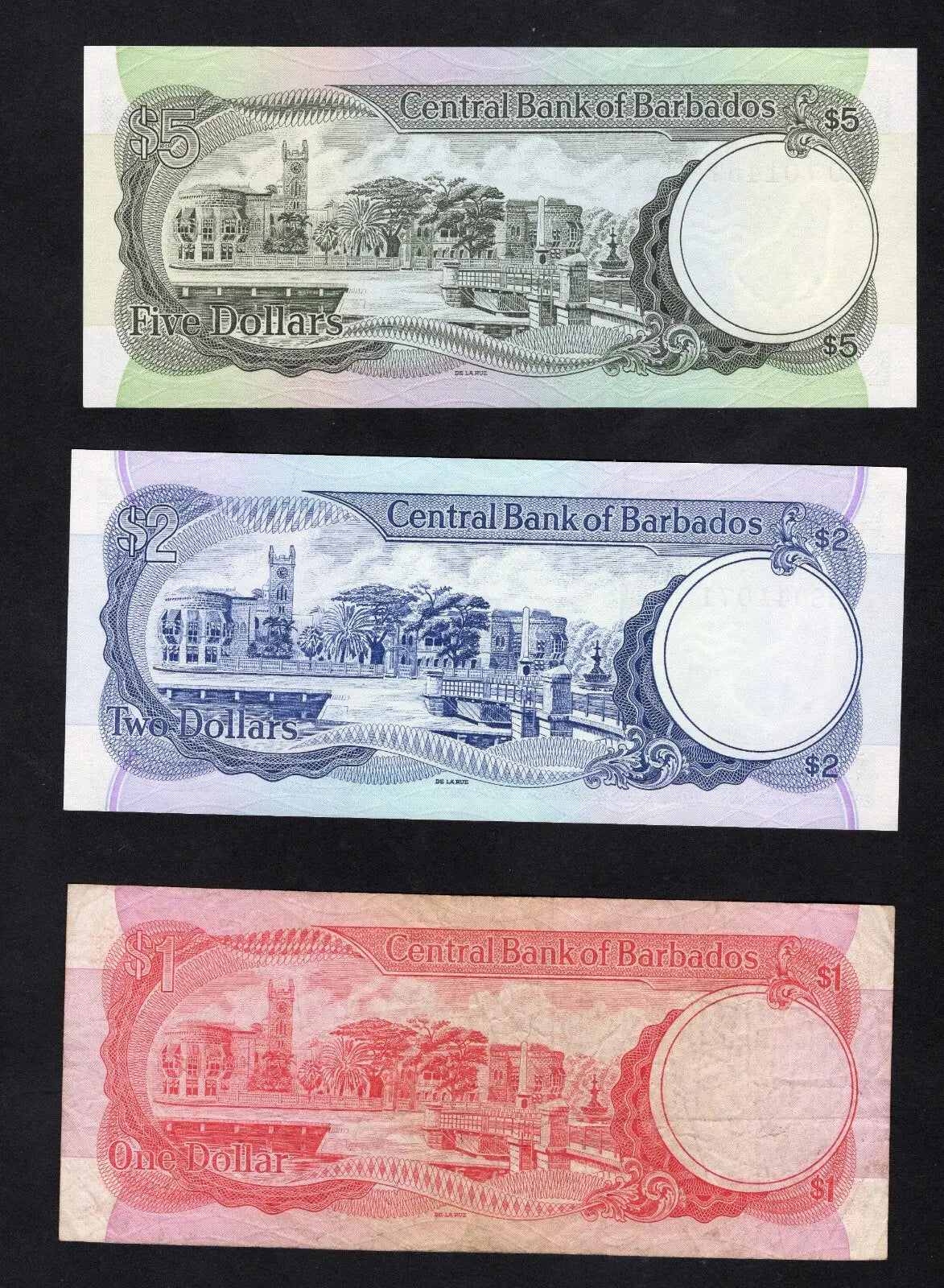 Barbados Dollar banknotes20. 10.5.2 .1 dollars set(2007-1012)VF/AUNC/C1