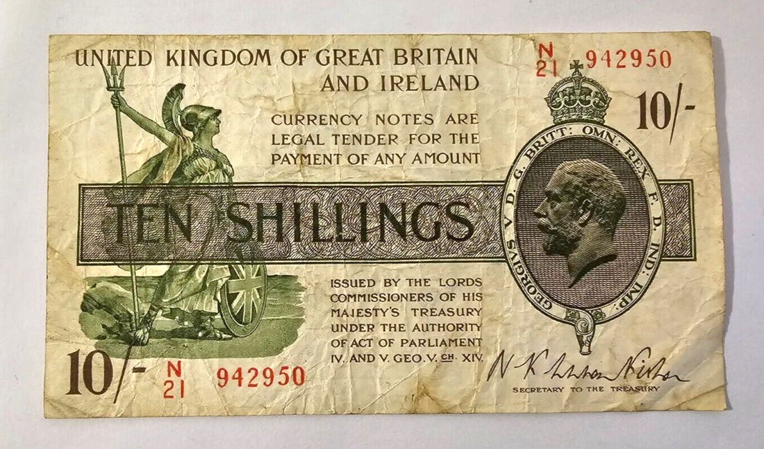 UNITED KINGDOM OF GREAT BRITAIN AND IRELAND 10 Shilings Fine/ref d2 - worldbanknote
