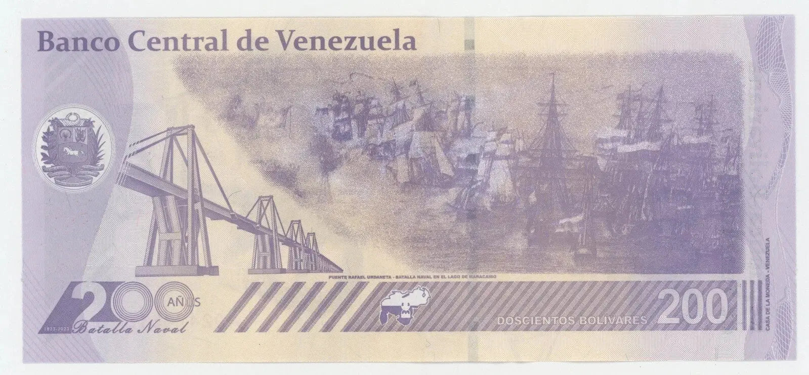 REVERSE OF NEW BANKNOTE 200 BOLIVARES (200'000.000 BS) 2023 /2024 VENEZUELA UNC
