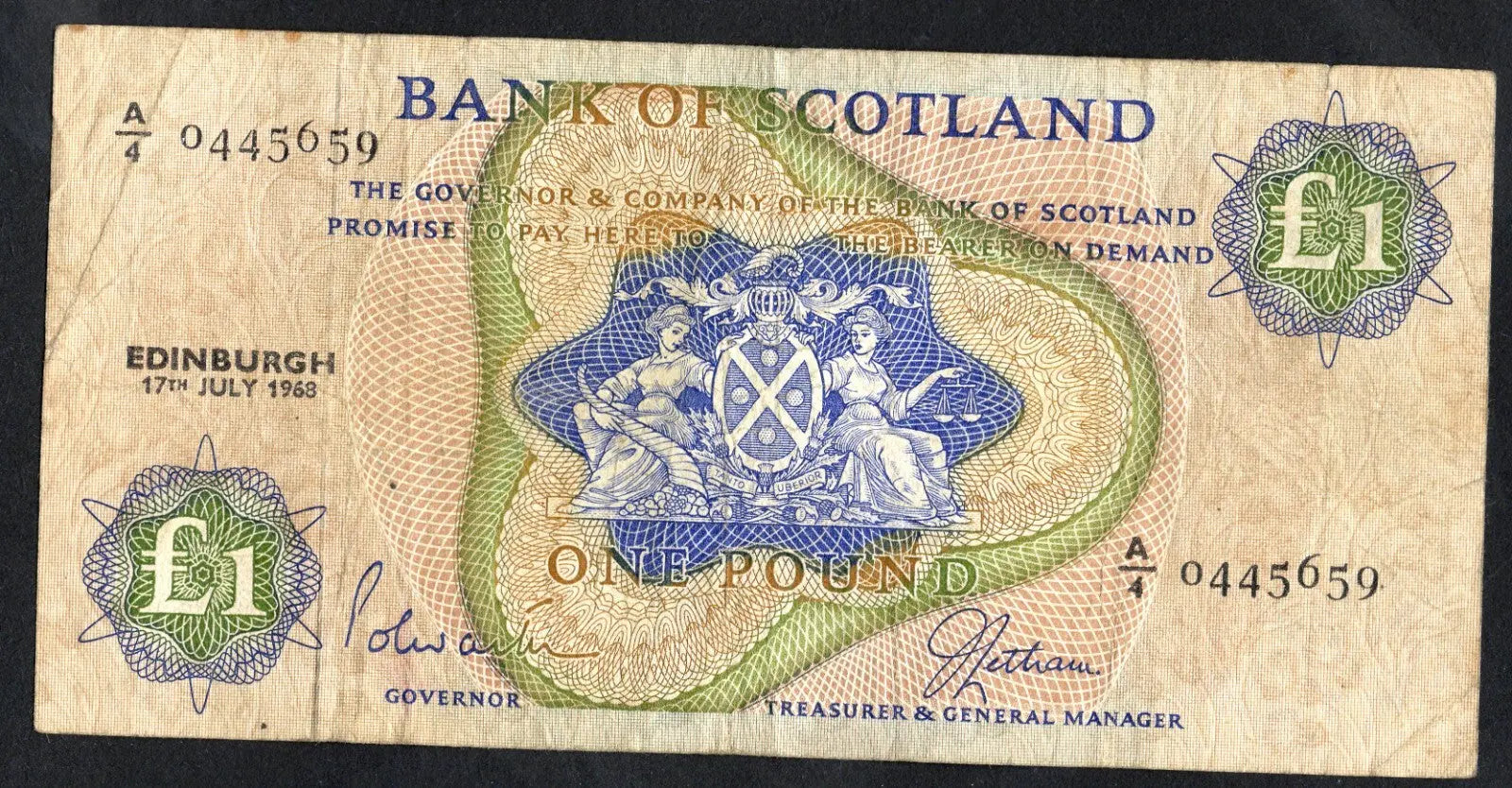 BANK OF SCOTLAND £1 One Pound Banknotes 1968/69by Year & Prefix See Menu/REF D4