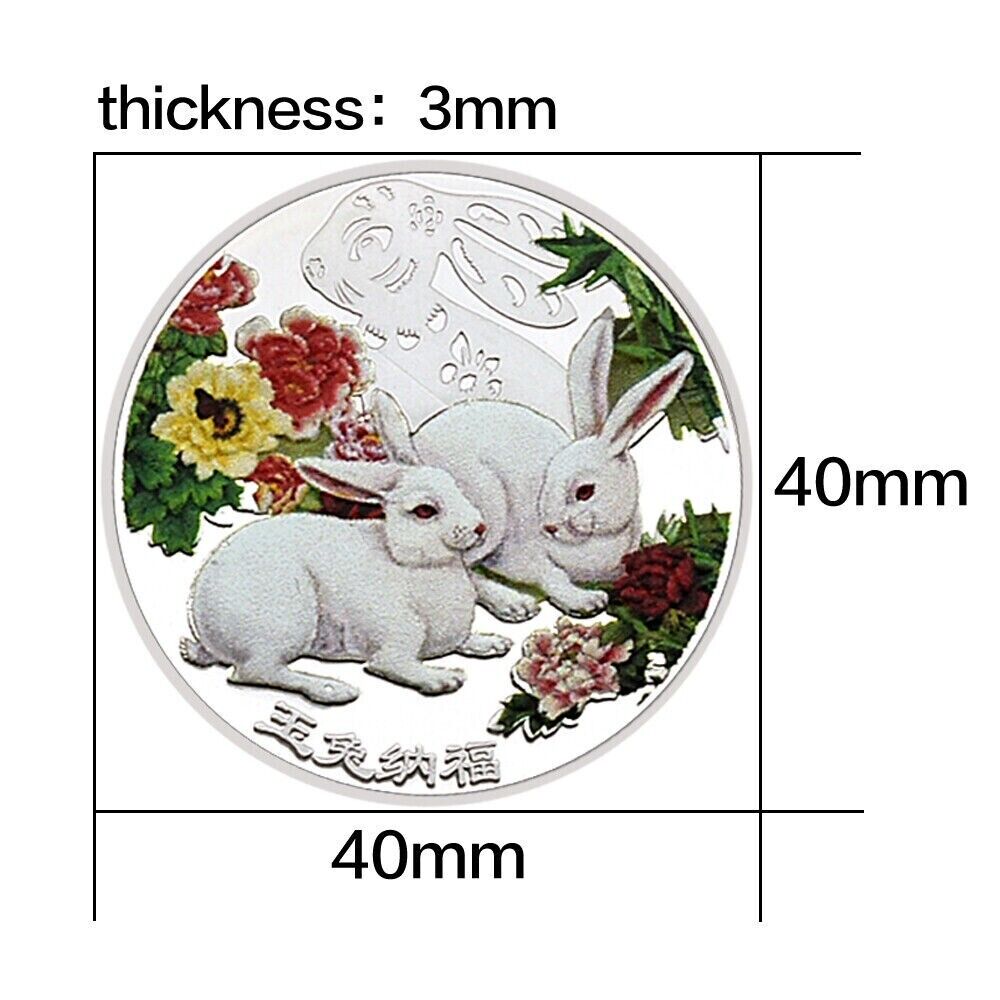 2pcs 2023 Year of The Rabbit Coin Chinese Zodiac Commemorative Medal in Capsule - worldbanknote