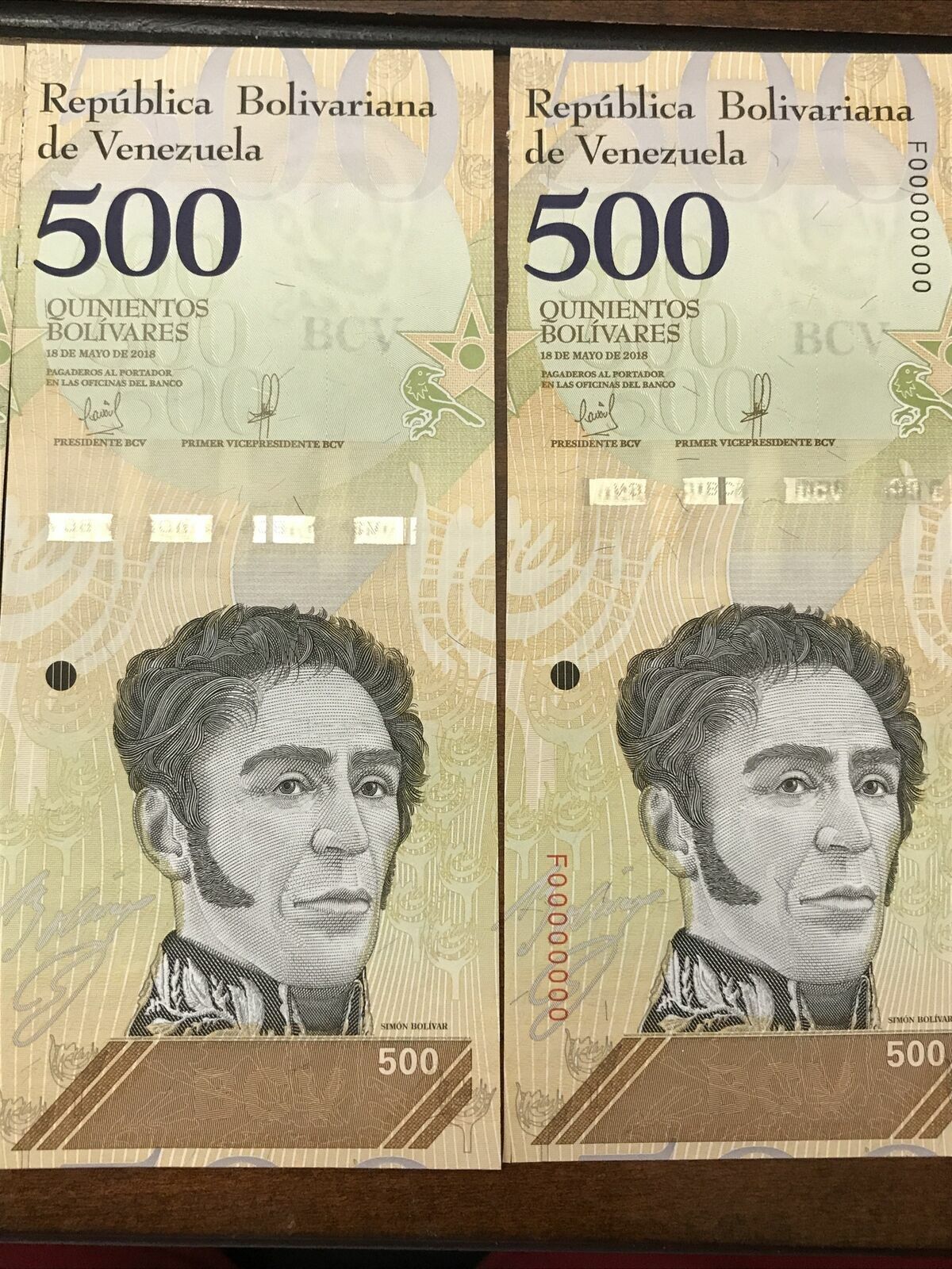2018 Venezuela Progressive Banknotes Set Unc 500 Bs May 18 Rare - worldbanknote