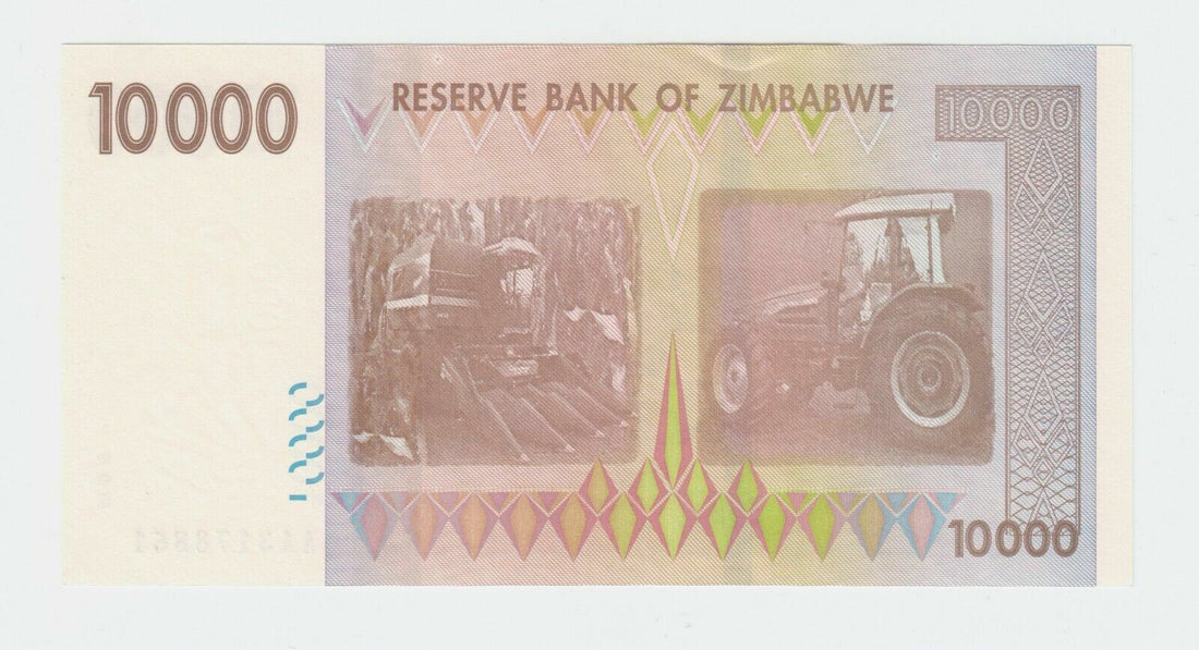 RARE! Zimbabwe P-72 Ten Thousand Dollars 2008 Uncirculated banknote AA RARE! - worldbanknote
