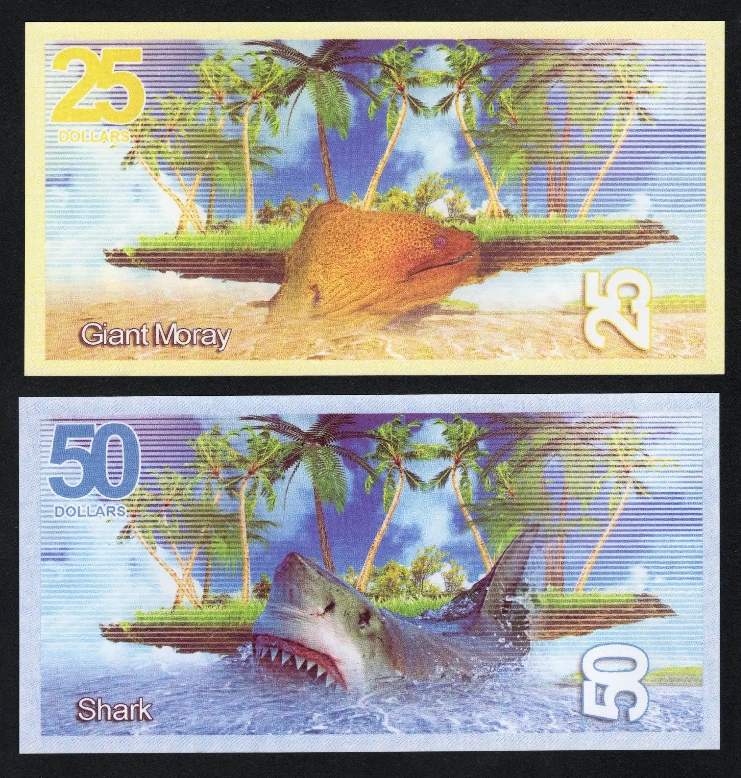 Aldabra Island Tropical Birds 3-5-10-25-50 Dollars Polymer Fantasy Notes 2017/v2