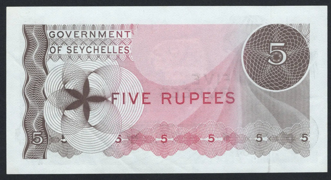 Front Seychelles 5 Rupees Banknote 1968 AUNC