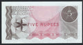Back of Seychelles 5 Rupees Banknote 1968 AUNC