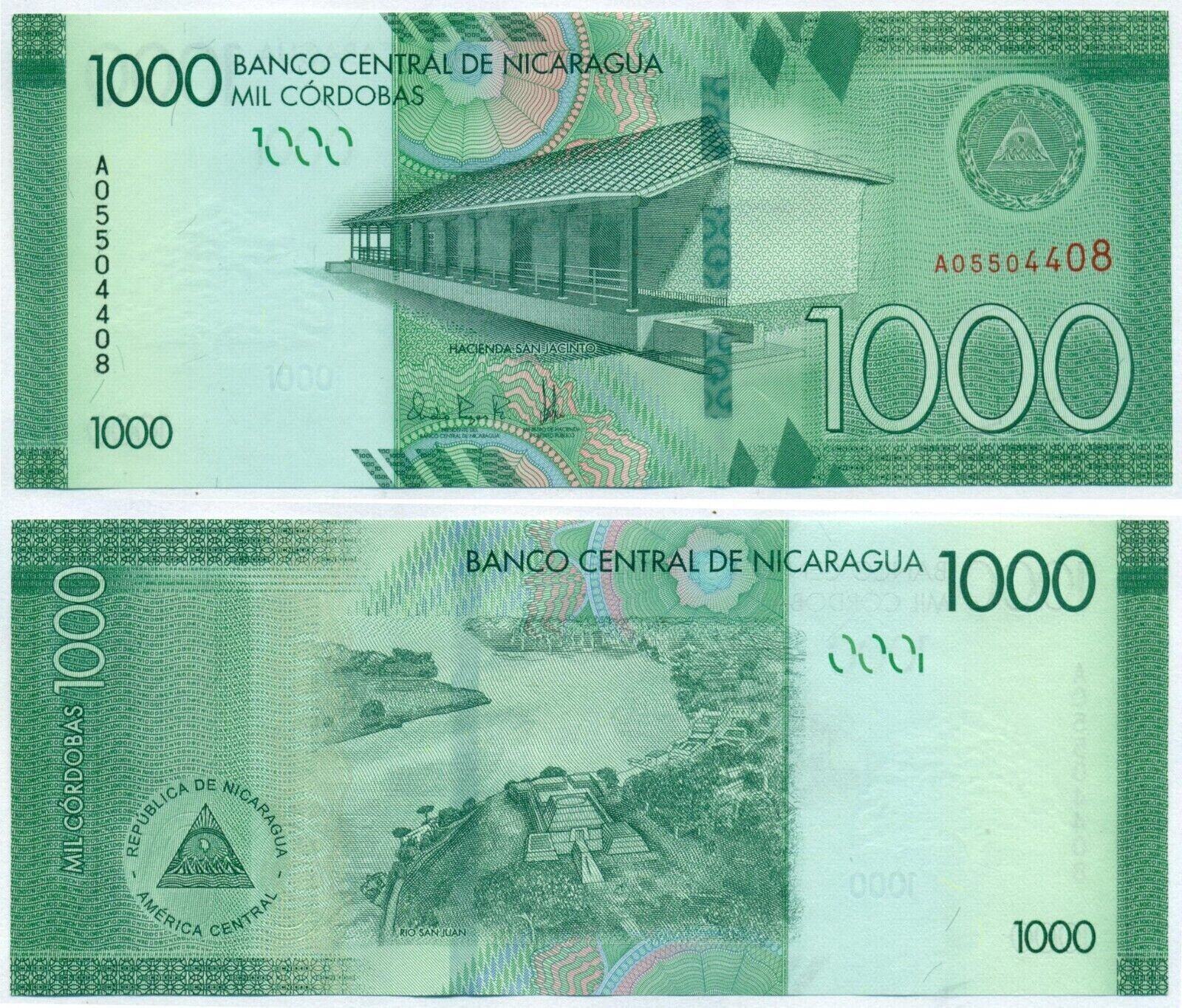 NICARAGUA NOTE 1000 CORDOBAS (2017) P 215 UNC - worldbanknote