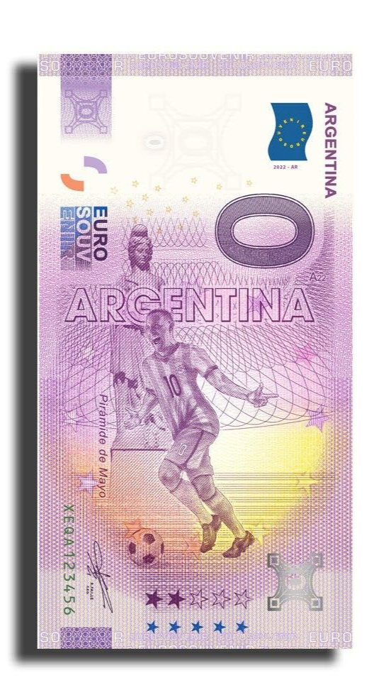 0 Euro Souvenir Banknote World Cup Qatar - Argentina Official Euro Souvenir - worldbanknote