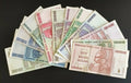 Zimbabwe banknotes assortment, high denomination world currency notes on black background