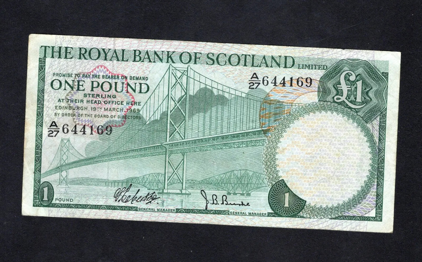 Royal BANK OF SCOTLAND  ONE POUND 1968/70 choose Year & Prefix See Menu/REF D6