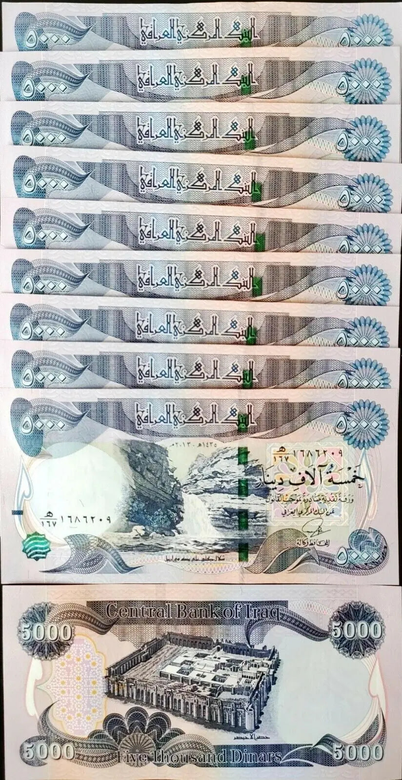 10xIraq 5000 Dinars 2021 (2022) UNC