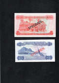 MAURITIUS 1978 SPECIMEN OF 4 x BANKNOTES 5 , 10 , 25 , 50 , RUPEES UNC/D10