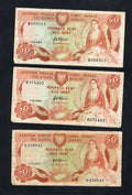 6xCYPRUS 50 cents Banknote used- 1983/1988 /ref s1