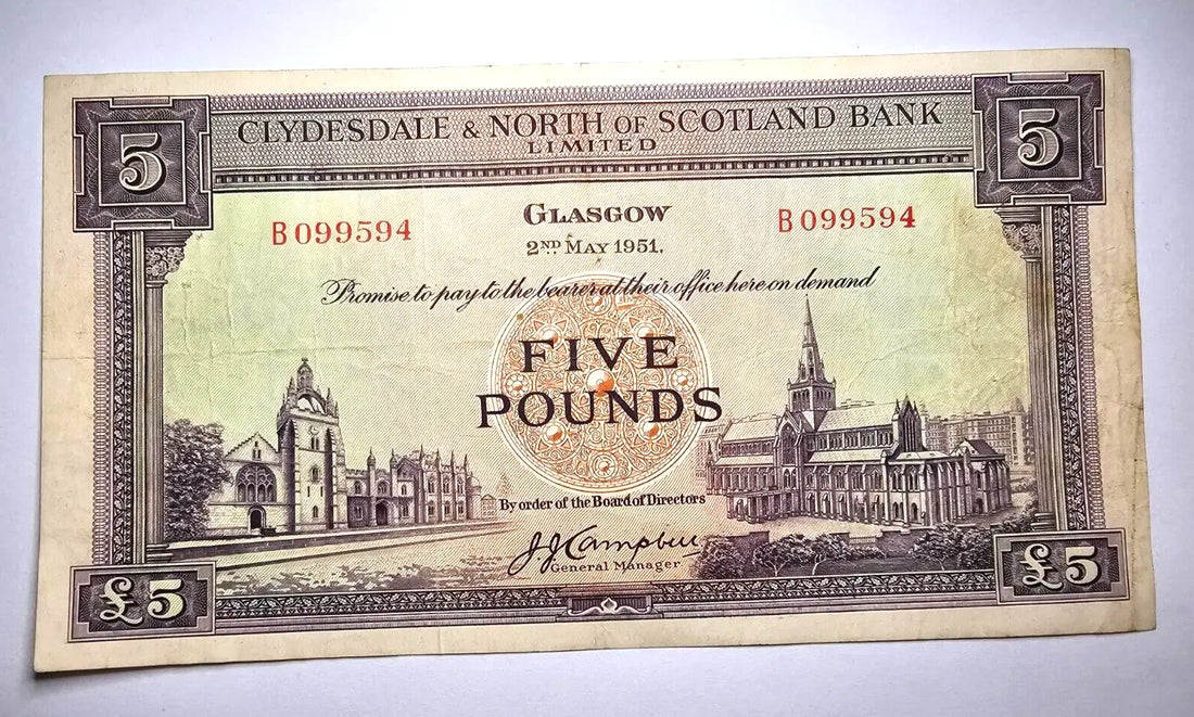 Clydesdale & North of Scotland Bank £5 BANKNOTE FINE/REF B22