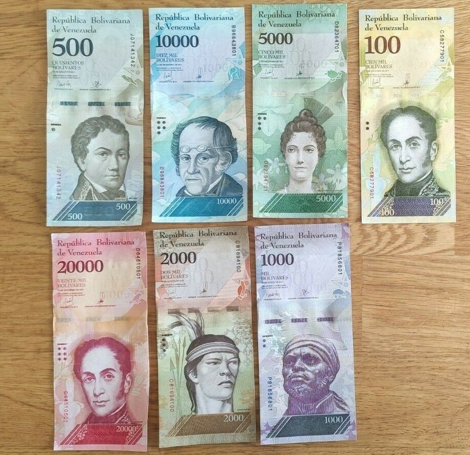 Venezuela 7 Note Set: 500 to 100000 Bolivares F. (2016/2017) - p94-100-New UNC - worldbanknote