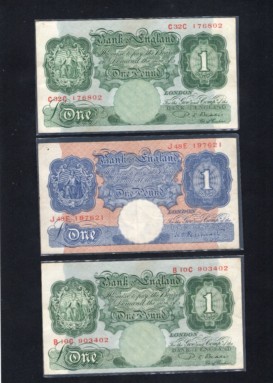 3xBank of England One Pound Banknote/d11