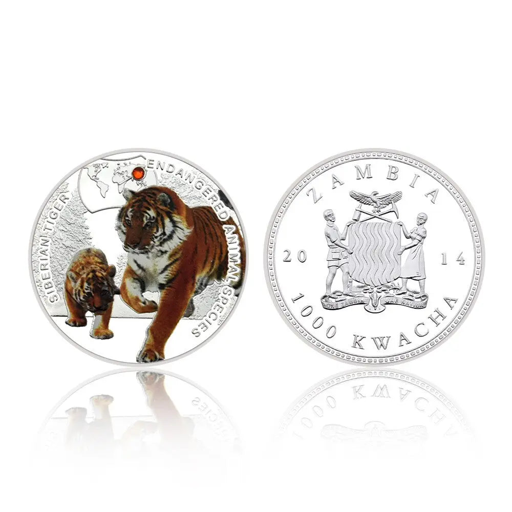 Rare Silver Plated Tiger Collectible Coin