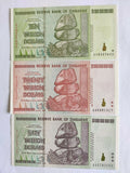 Zimbabwe Trillion Dollars set 10, 20, 50  Notes. AUNC  set of 3 all AA Prefix - worldbanknote