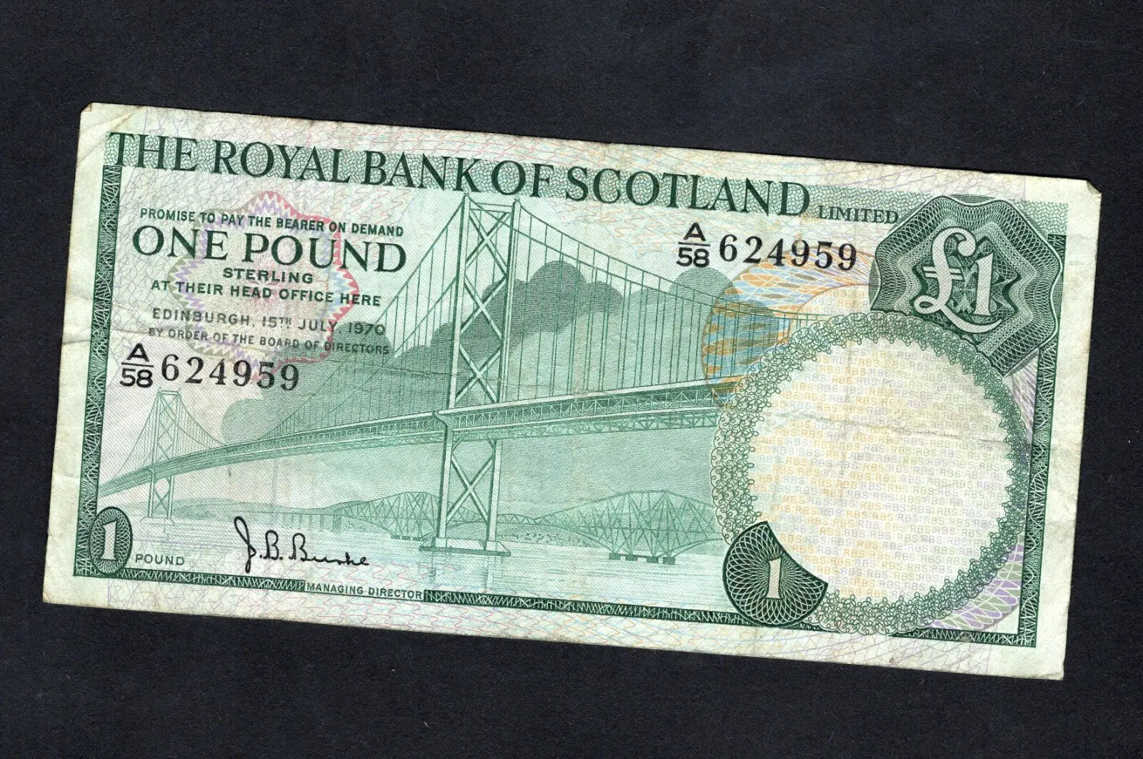 Royal BANK OF SCOTLAND  ONE POUND 1968/70 choose Year & Prefix See Menu/REF D6