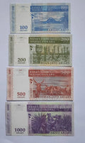 back of Set 4 PCS, Madagascar 100 200 500 1000 Ariary, 2004, P86-89, UNC